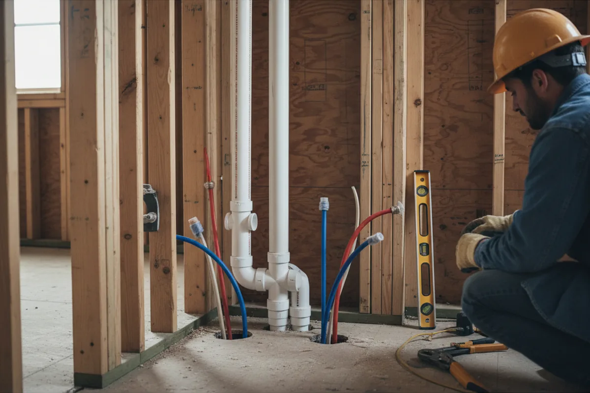 Drain and supply rough-in during Drain Cleaning in Keller