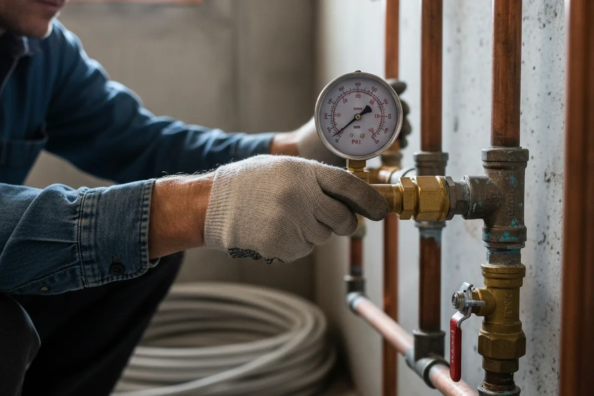 Pressure testing a repaired line during Water Line Repair in Keller
